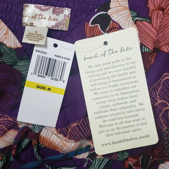 Band Of The Free Floriane LS Blouse Womens Medium Purple Ivory Boho Coquette NWT - Picture 11 of 16